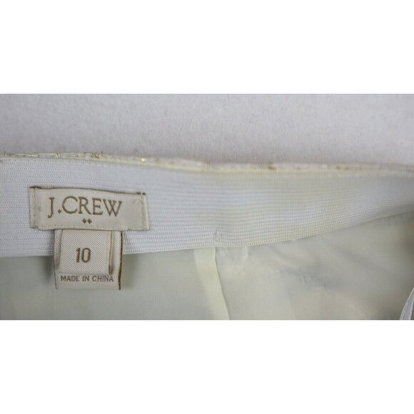 WOMEN'S IVORY BLUE GOLD METALLIC SHIMMER FLARED SKIRT - J. CREW - SIZE 10 - Picture 3 of 7